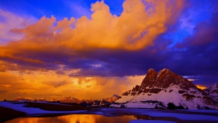 Sunset - nature, sky, sunset, mountain