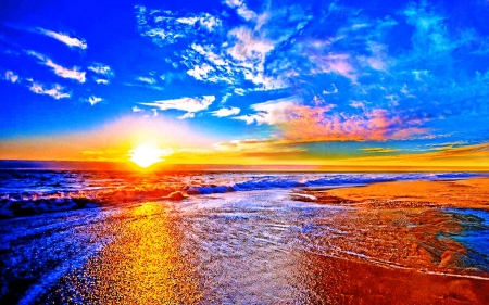 beach sunset - fun, nature, ocean, beach, cool, sunset