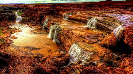 River in a Canyon - nature, canyon, waterfall, river