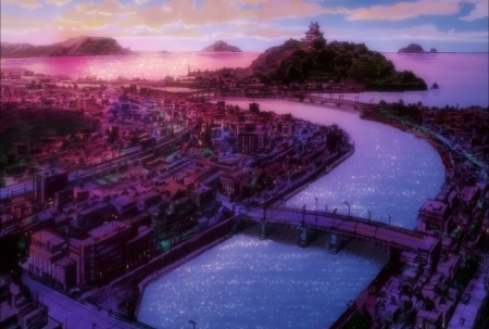 Hasetsu Scenery - anime, scenery, city, kyushu, hasetsu, river, manga, japan, japanese