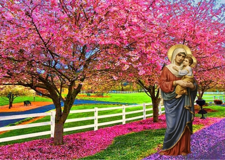 Virgin Mary carrying Jesus - christ, jesus, religion, mary, virgin