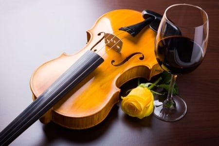 ♥ - guitar, abstract, red, rose, flower