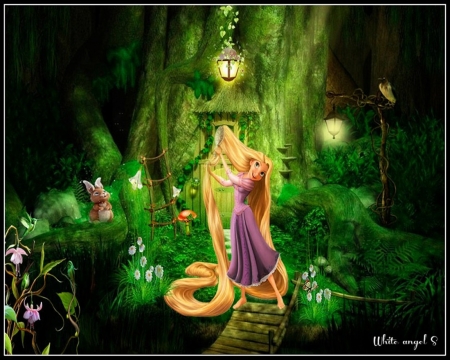 rapunzel - green, fantasy, rapunzel, cartoon