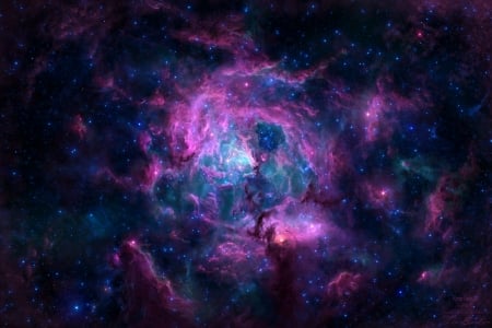 Rose nebula - sky, rose nebula, fantasy, pink, cosmicspark, cosmos, luminos, blue