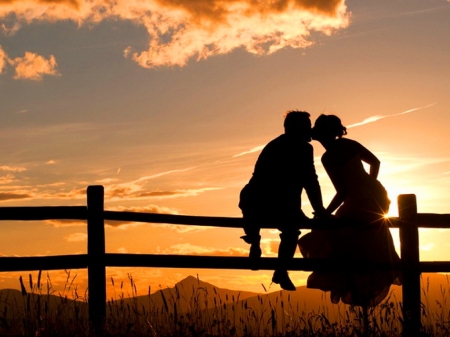 Country meeting - woman, fence, couple, man