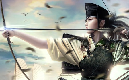 Lady Archer - archery, female, warrior, beautiful, mythical