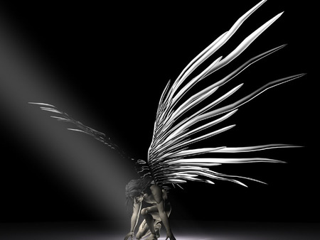 The Fallen - earth bound, male, winged, wings, angel