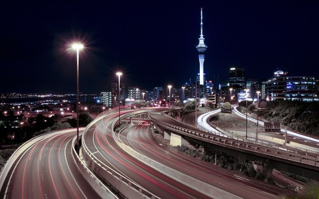 AMAZING NIGHT CURVES - curves, amazing, night, city, colorful, digital, road, lights