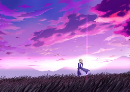 Last View - saber, holy grail war, servant, anime, excalibur, final, fate stay night