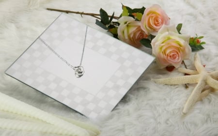 Still Life - flowers, necklace, still life, roses