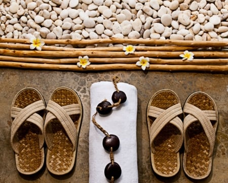 Slippers - towel, spa, stones, slippers