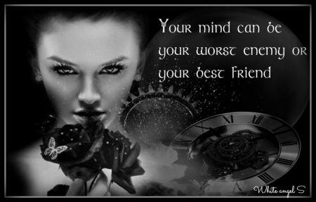 Quote - fantasy, woman, face, black and white, quote