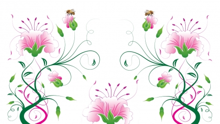 Bee on Flower - flowers, Firefox Persona theme, bee, summer, spring, vector