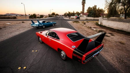 Dodge In  Red & Plymouth Of Blue