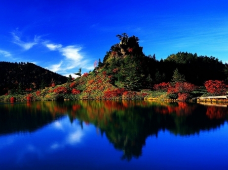 Autumn Reflection - nature, sky, autumn, lake, reflection, wanderful, clear, sunrise