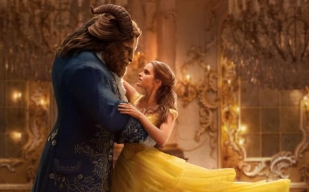 Beauty and the Beast 2017 - actor, girl, emma watson, man, actress, fantasy, beauty and the beast, movie, dance, dan stevens, couple, disney