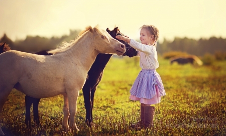 Get ready... - pony, little cute, green, girl, copil, horse, pink, child