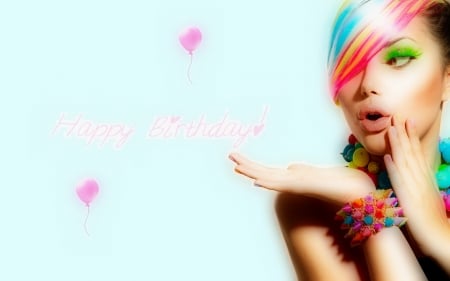 Happy Birthday, Luna! - colorful, carmencitazapacita, beautiful, girl, ballons, luna