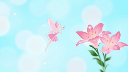 Magic - lilies, pink, magic, carmencitazapacita, fairy, luna