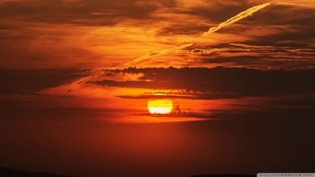 Sunset - clouds, sunsets, orange, nature