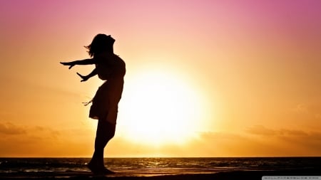 Breathe - girl, sunset, nature, sky