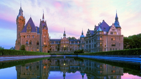 Castle in Poland - building, reflection, water, pond, old