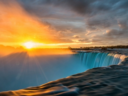 Niagara Falls - nature, clouds, water, sunset, waterfall