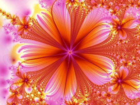 Fractal - fractal, art, abstract, orange, floer