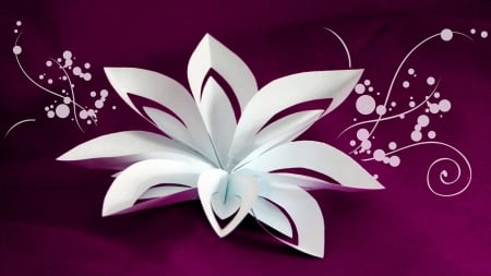 Paper flower - paper, white, abstract, flower