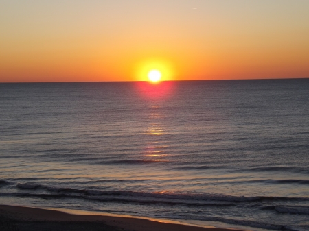 sunrise ocean - calm, beach, colour, sun