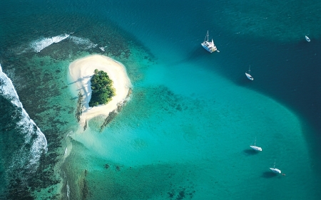 Island - Island, boats, water, nature, sea, paradise, ocean