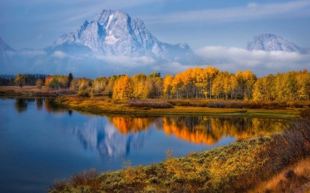 Teton National Park - nature, autumn, lake, trees, mountain, forest, park, teton