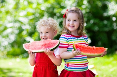 Sweet summer - summer, girl, children, copil, boy, watermelon, red, cute, couple