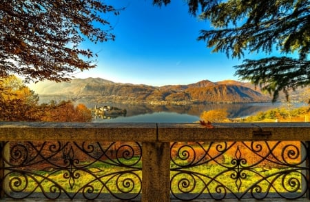 View of lake Orta-Italy - sky, view, autumn, lake, fall, travel, italy, beautiful