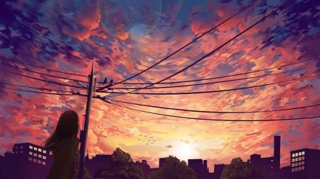 Anime - anime, sky, fantasy, cg