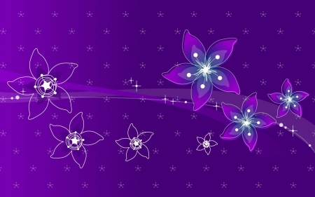 purple flowers - fun, abstract, purple flowers, 3d, cool