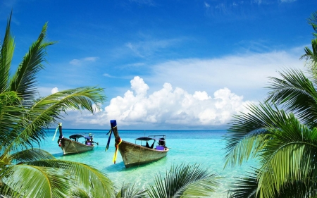 boats on a beach - nature, fun, ocean, beach, cool, boats