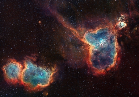 The Heart and Soul Nebulas - fun, stars, cool, nebula, galaxies, space