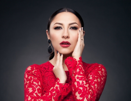 Andra - romanian, hand, woman, red, girl, singer, face, andra