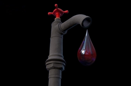 The Faucet - faucet, red, black, drip