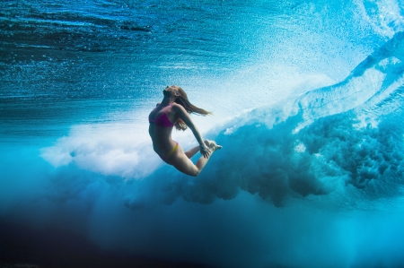 Unknown Model - swimmer, water, blonde, sea, ocean, babe, lady, woman, model, wave