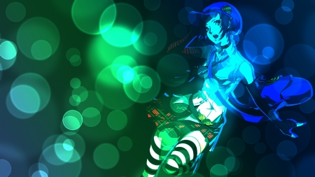 #Nothing - cool, short hair, dark, anime girl, persona 3, blue, green