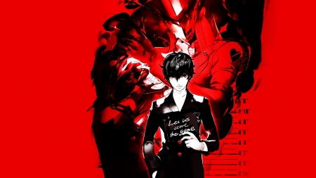 #Nothing - cool, dark, red, persona 5, nightmare, short hair, anime boy