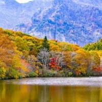 Japan, Togakushi Lake in Autumn