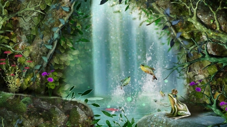 â€¢áƒ¦âœ¿áƒ¦â€¢ - fantasy land, fantasy, pond, frog