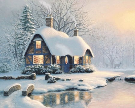 Winter Cottage - snow, natur, winter, CG