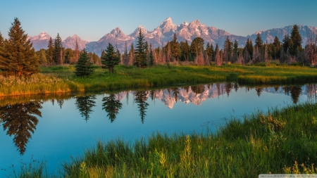 Mountains River Scenery - landscapes, mountains, Nature, rivers