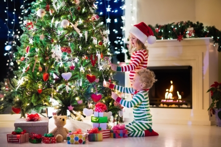 Christmas - girl, room, children, copil, tree, christmas, boy, lights, cute, gift