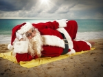 Santa Claus on the beach