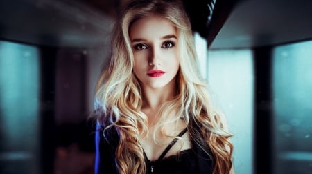 Blonde girl - blonde, girl, eyes, look